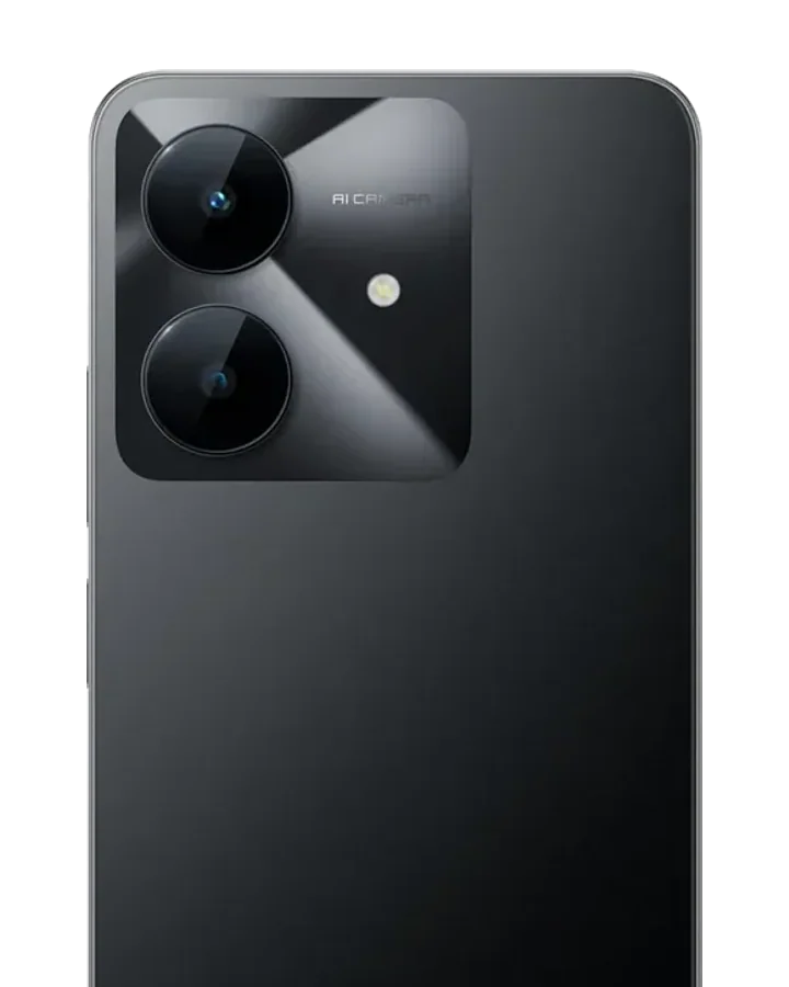 Back of the Realme Note 60x 128GB in Marble Black, with its rear cameras