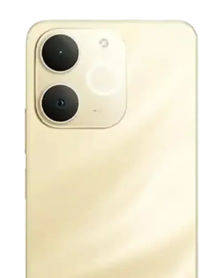 Back of the Realme Note 70 in Beach Gold, with its rear cameras